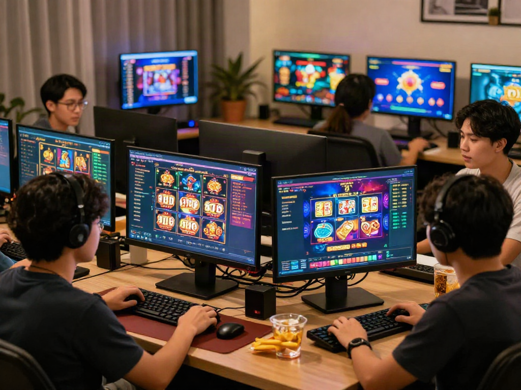 Players enjoying bandar togel online in a colorful and engaging digital gaming atmosphere.