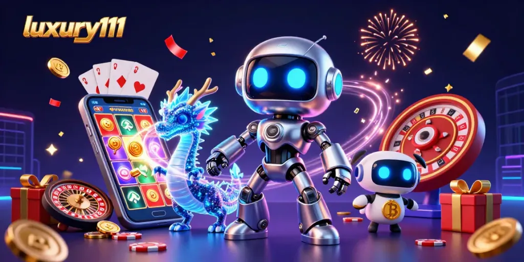 Experience luxury111's exciting gameplay with vibrant 3D casino visuals and animated characters.