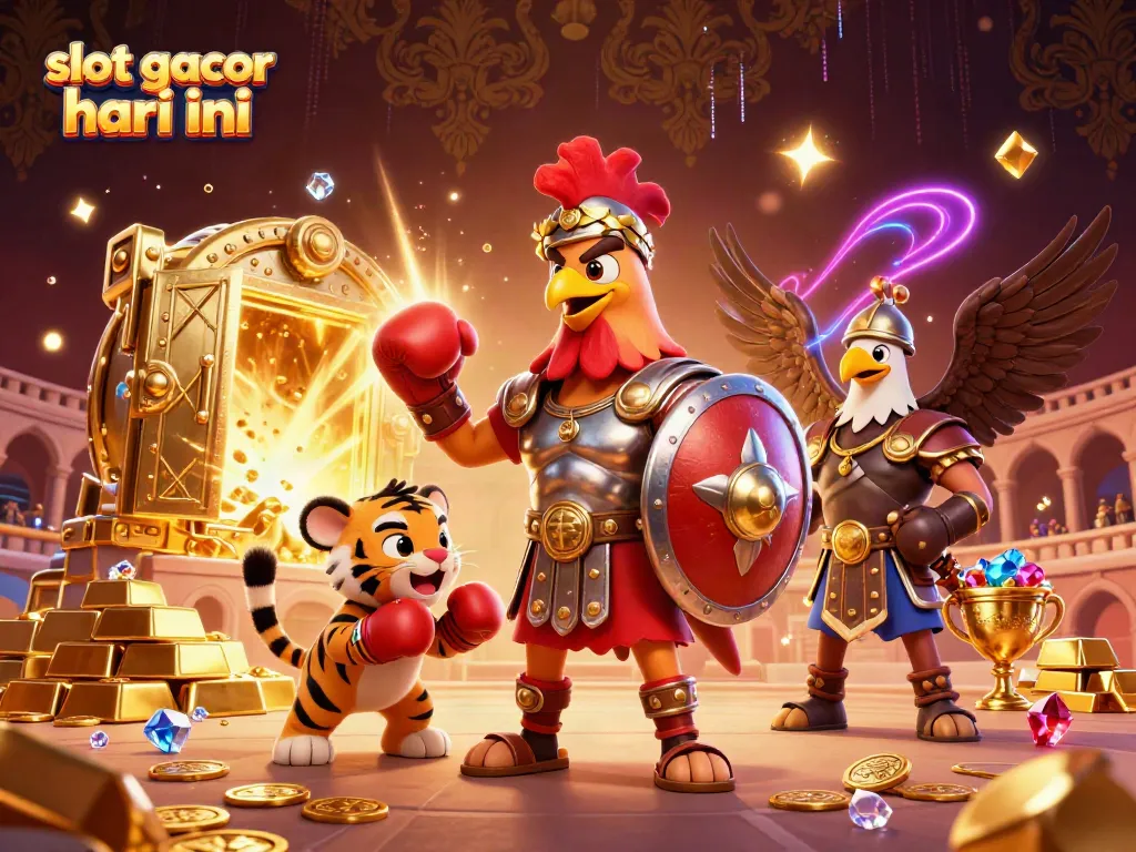 Engage in thrilling action with slot gacor hari ini, featuring a vibrant 3D rooster and rich treasures.