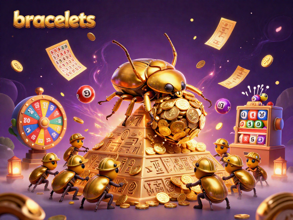 Engage with bracelets capturing the thrill of casino gameplay amid colorful lottery elements.
