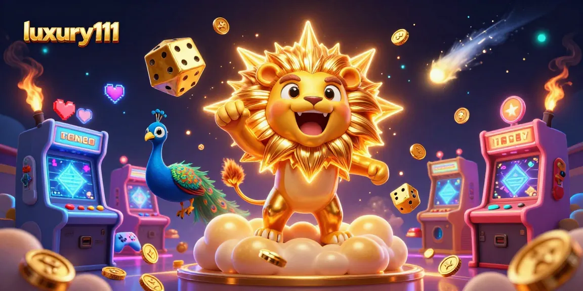 Experience thrilling gameplay with luxury111 featuring stunning visuals of a cartoon lion and golden dice.
