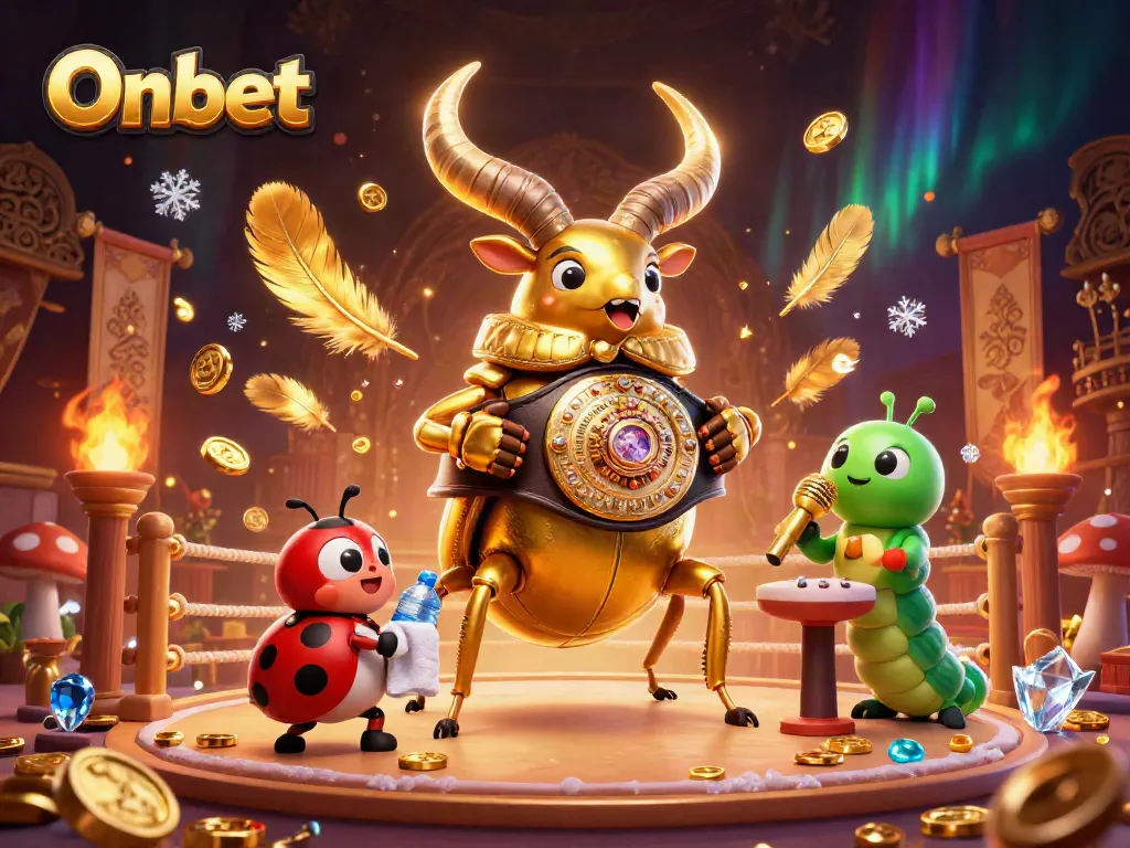 Engage with Onbet's thrilling atmosphere in this vibrant 3D illustration featuring animated characters in a dynamic casino scene.