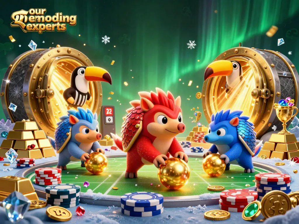 Experience thrilling moments with our remodeling experts in a vibrant casino-themed scene filled with gold and gems.