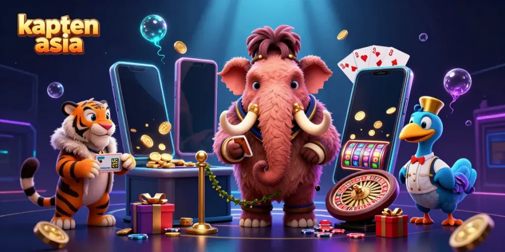 Kapten asia menyambut pemain dengan bouncer mamut dan tamu VIP di kasino