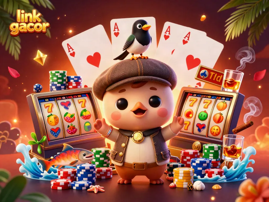 Spin the reels with link gacor, featuring the playful Nessie and vibrant casino elements.