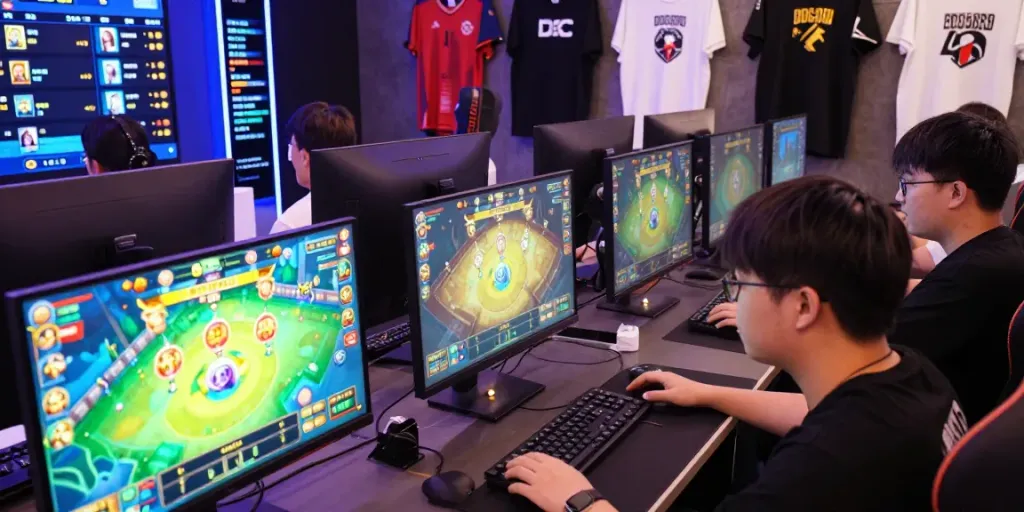 Players enjoying the bos88 online slot gaming experience, showcasing excitement and engagement in a vibrant digital environment.