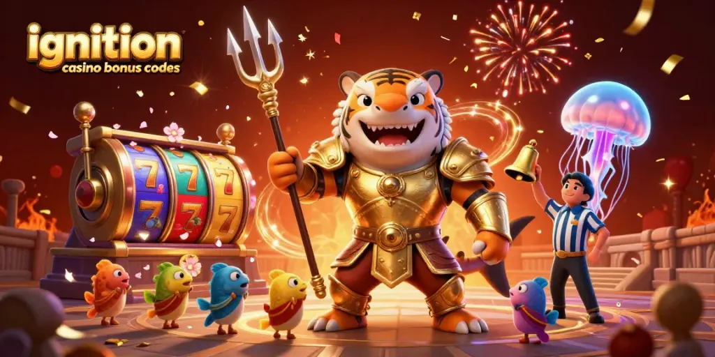 Experience thrilling gameplay with ignition casino bonus codes illustrated through a vibrant 3D shark scene.