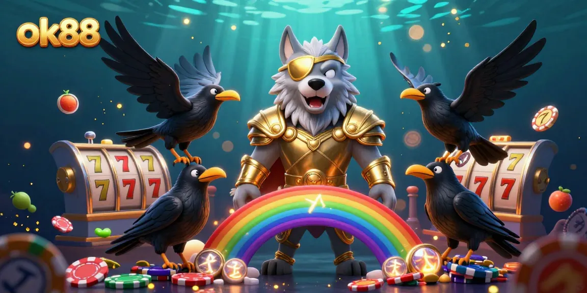 Experience ok88 with a vibrant Norse-themed casino scene showcasing slot games and mythical elements.