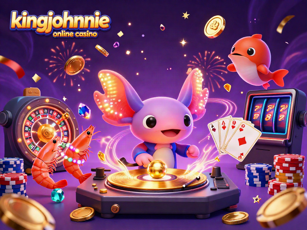 Experience the excitement of kingjohnnie online casino with our vibrant 3D scene showcasing a lively underwater DJ party.