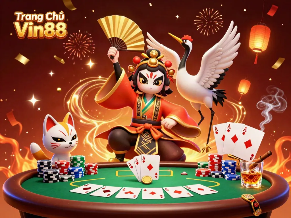 Experience thrill at Trang Chủ Vin88 with vibrant 3D casino warriors and dynamic game elements.