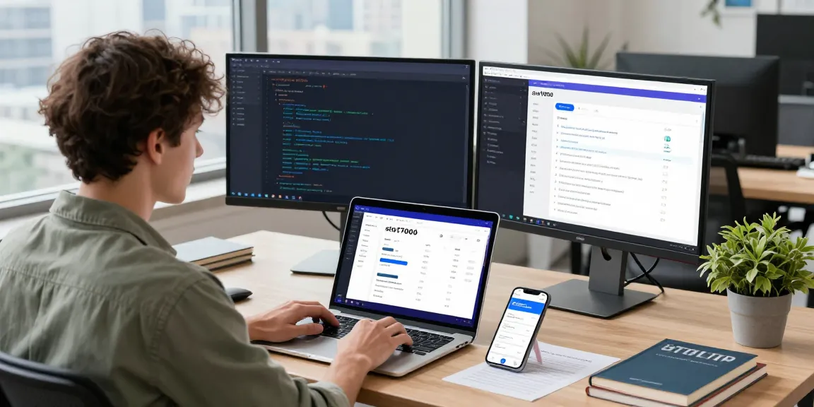 Innovative mobile app development for slot7000 with focus on user experience and sleek workspace.
