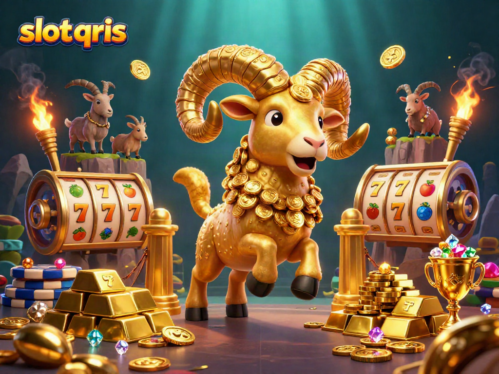 Experience the thrill of slot qris with golden ram and slot reels bursting with gems.