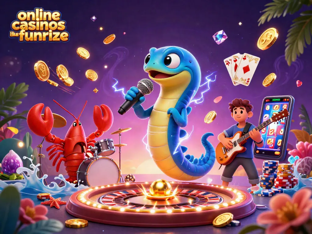 Engage with online casinos like funrize, featuring vibrant characters on an underwater casino stage.
