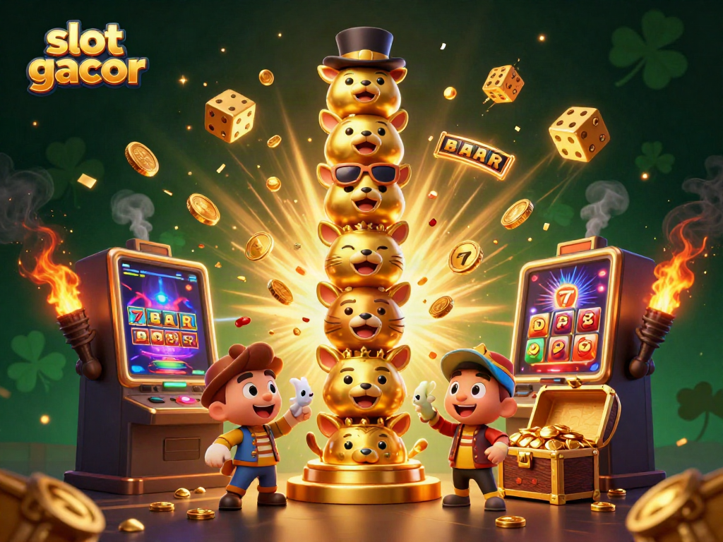 Experience slot gacor excitement with a vibrant 3D illustration of a totem pole and jackpot features.