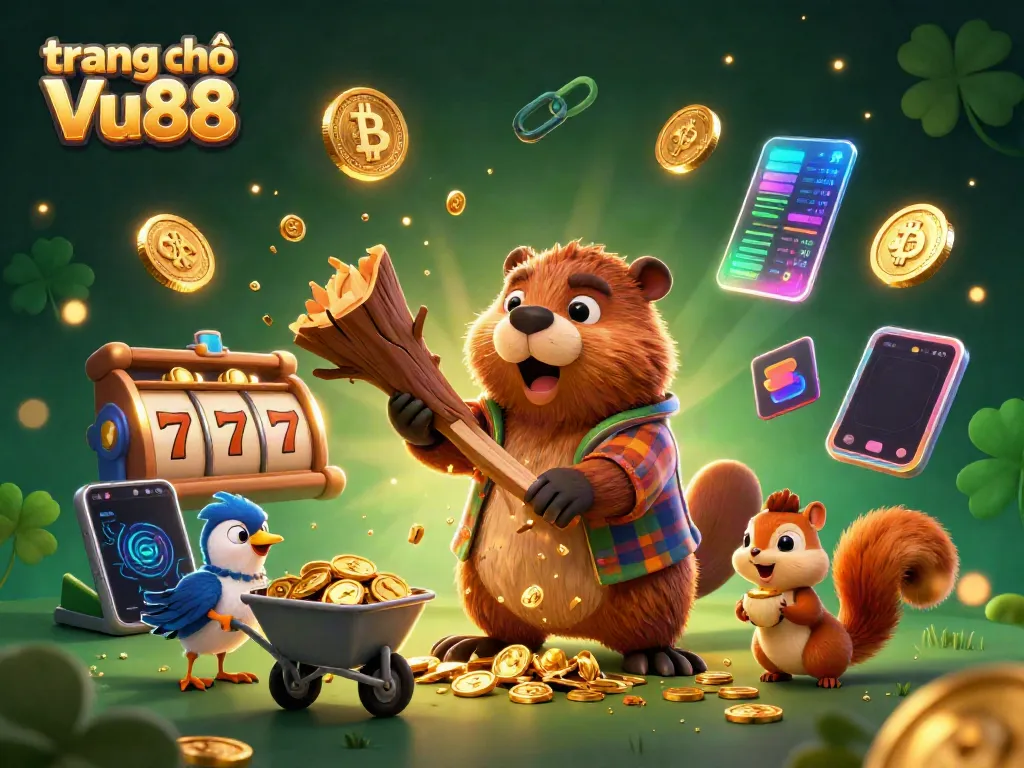 Enjoy winning with "trang chủ Vu88" illustrated scene featuring characters and casino elements.