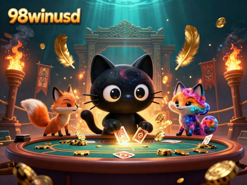 Experience thrilling wins at 98winusd with cosmic characters pulling in golden chips and cards.
