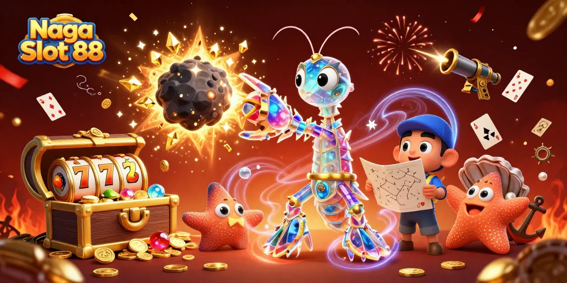 Engage in Naga Slot 88 with striking 3D cartoon visuals, showcasing vibrant slot gaming elements.