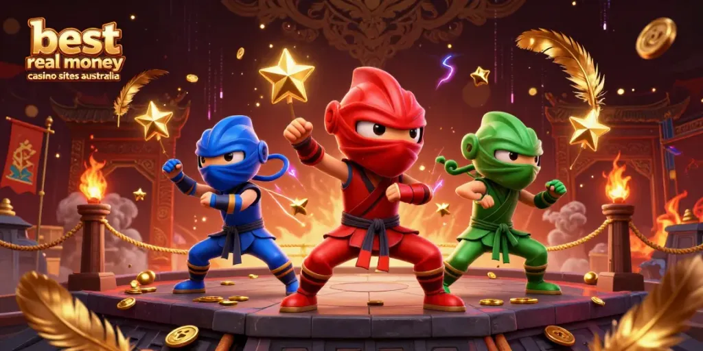 Explore exciting gameplay at the best real money casino sites Australia through dynamic 3D chameleon ninjas.