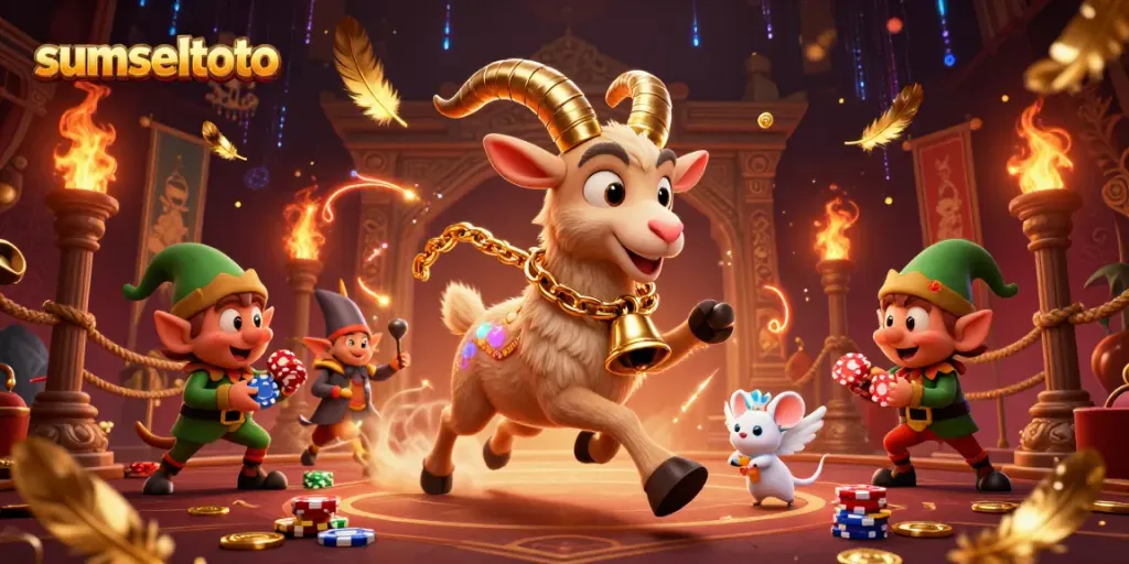 Experience dynamic gaming action with sumseltoto and festive characters stealing chips in a casino.