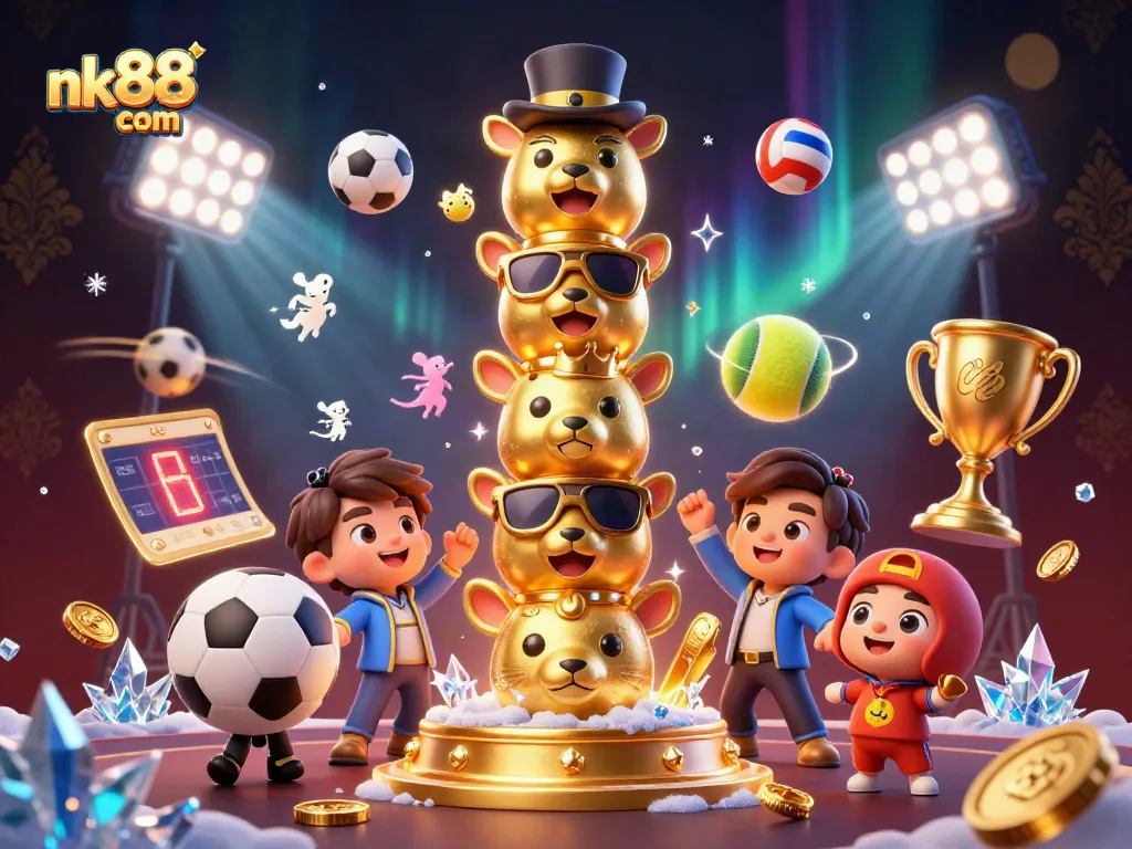 Experience the thrill of betting at nk88 com with vibrant sports elements and a golden totem!